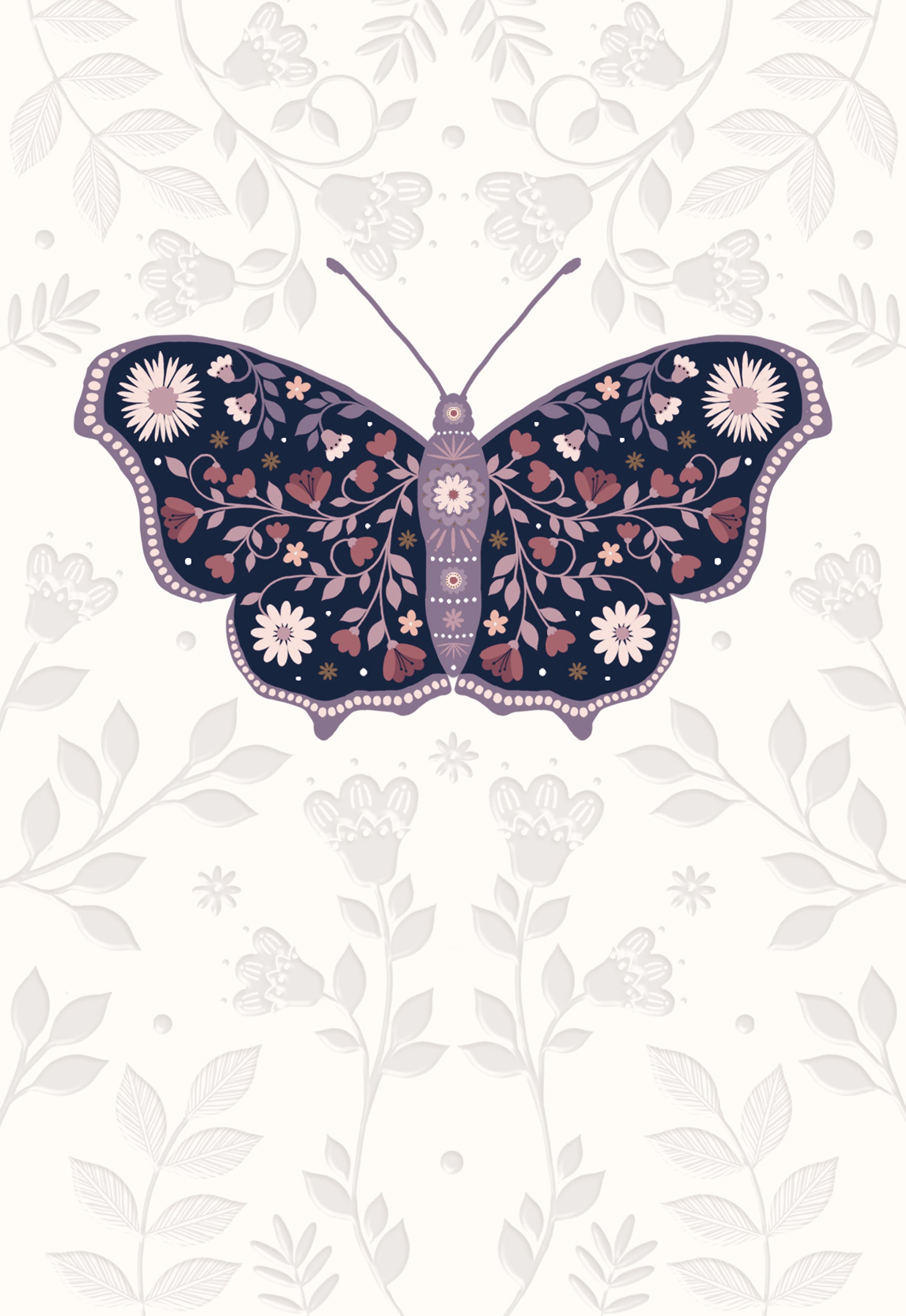 otter-house-folk-fauna-butterfly-gru-karte-schmetterling-blumen image 1