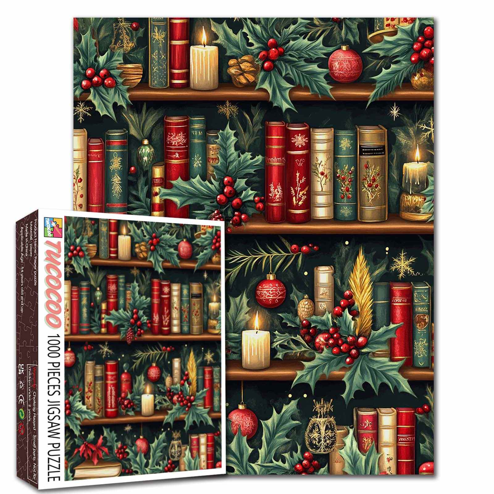 tucocoo-christmas-bookshelf-puzzle-1000-teile-weihnachten image 1