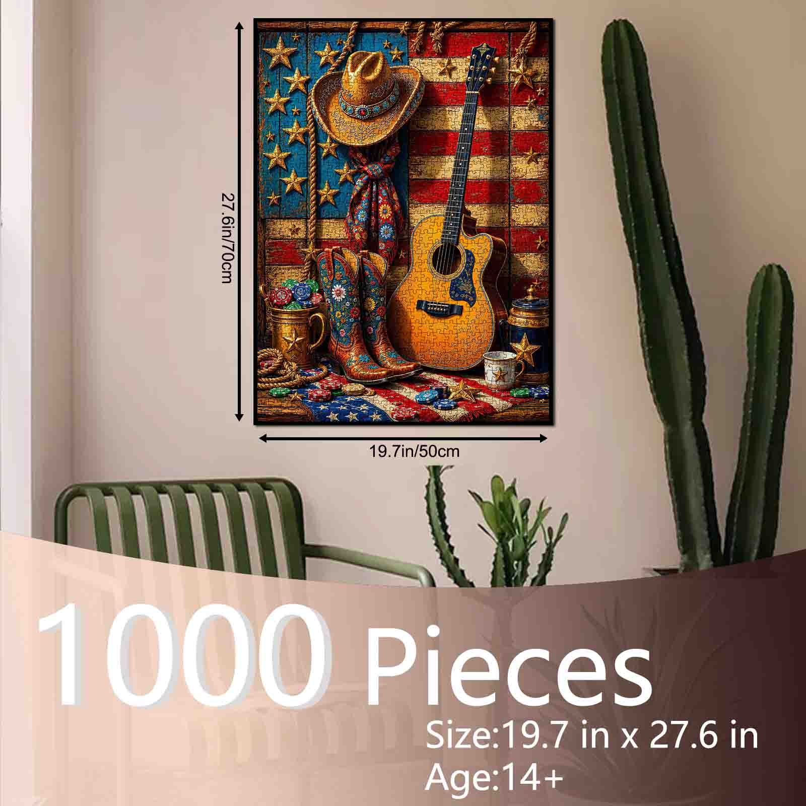 tucocoo-patriotic-cowboy-guitar-puzzle-1000-teile-western-motiv image 5