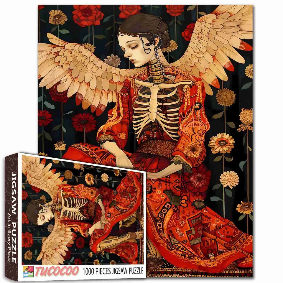 tucocoo-skeleton-angel-floral-robe-puzzle-1000-teile image 1