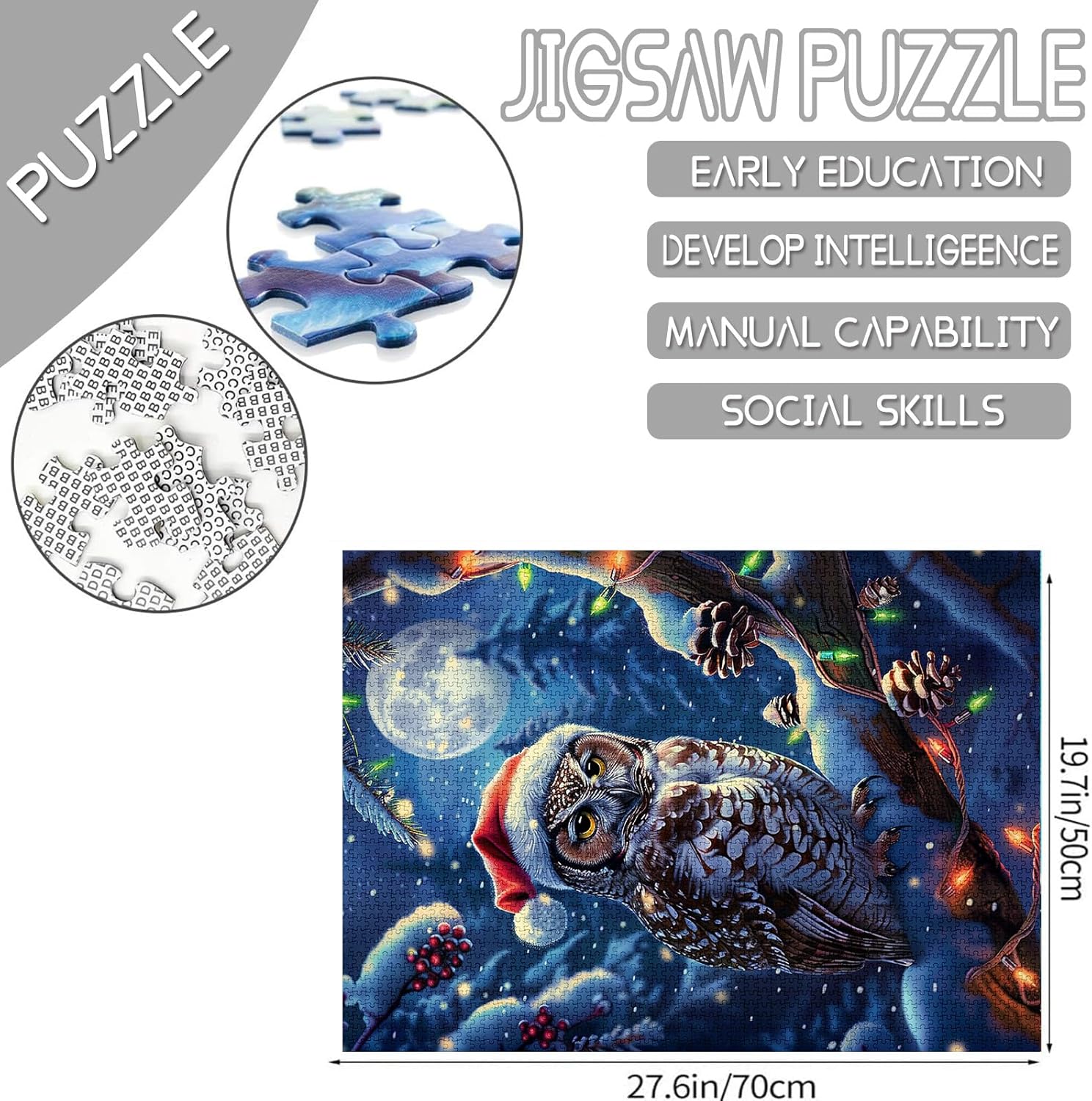 tucocoo-owl-christmas-hat-puzzle-1000-teile-weihnachten-eule image 4
