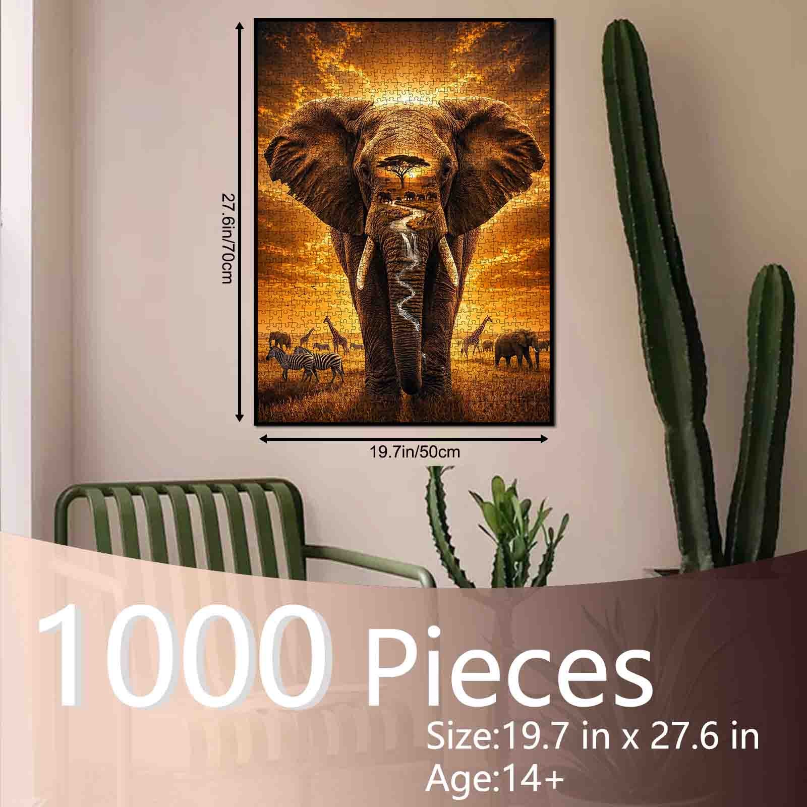 tucocoo-majestic-african-elephant-sunset-puzzle-1000-teile image 5