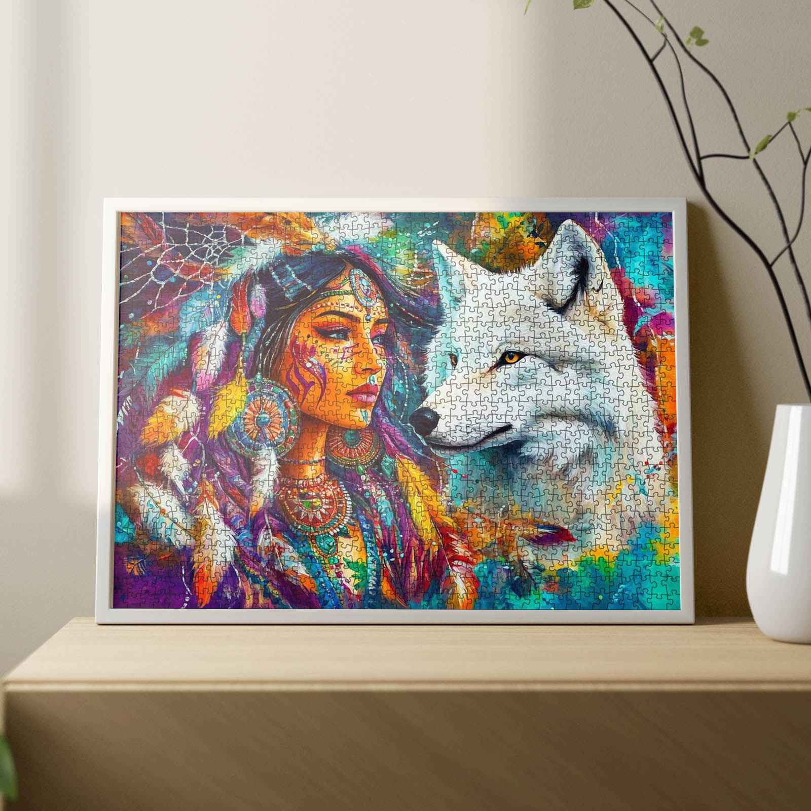 tucocoo-wild-spirit-indian-woman-with-wolf-puzzle-1000-teile image 3