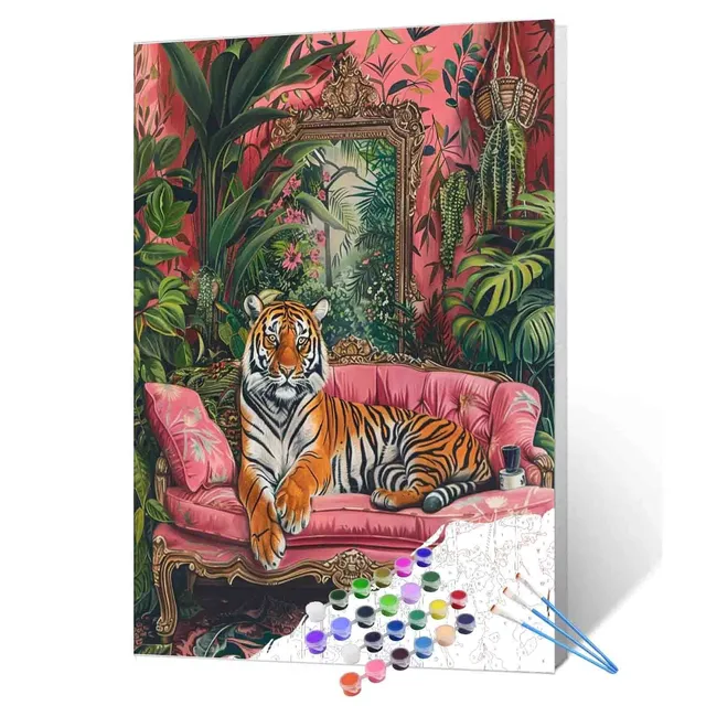 tucocoo-paint-by-numbers-jungle-palace-tiger-malbild-40x50-ohne-rahmen image 1