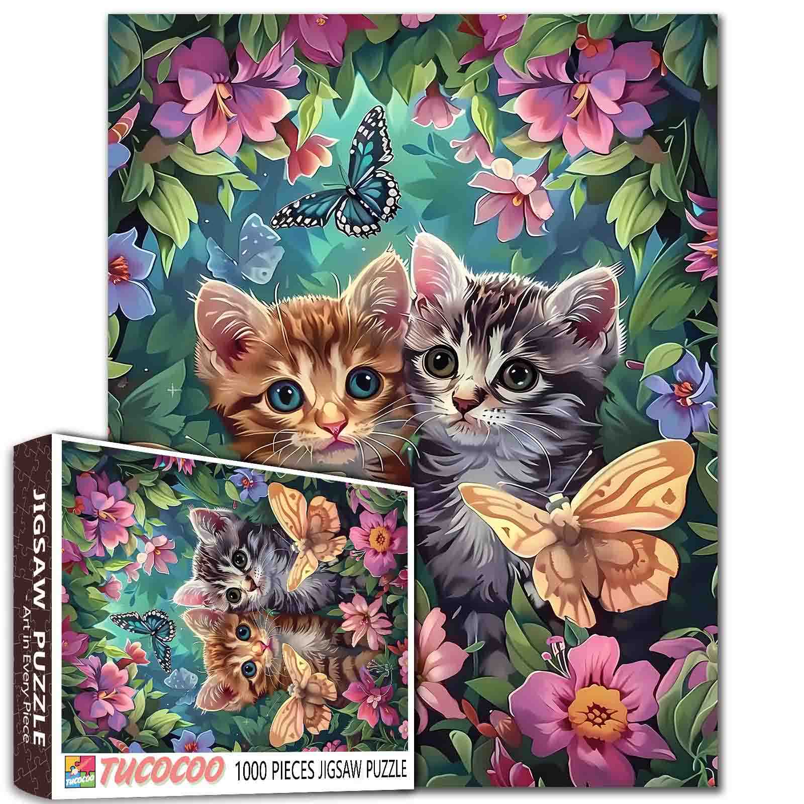 tucocoo-two-kittens-garden-flowers-puzzle-1000-teile-tiere image 1
