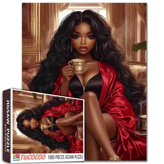 tucocoo-beauty-portrait-puzzle-1000-teile-frau-seidenrobe image 1