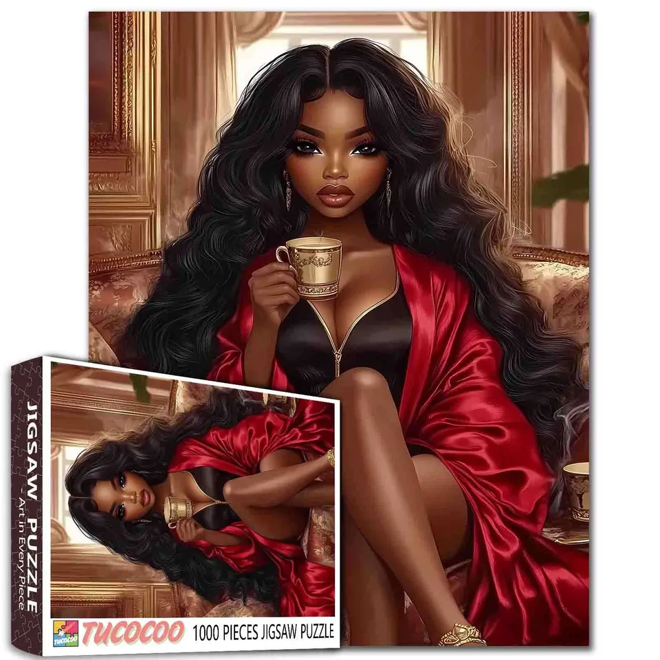 tucocoo-beauty-portrait-puzzle-1000-teile-frau-seidenrobe image 1