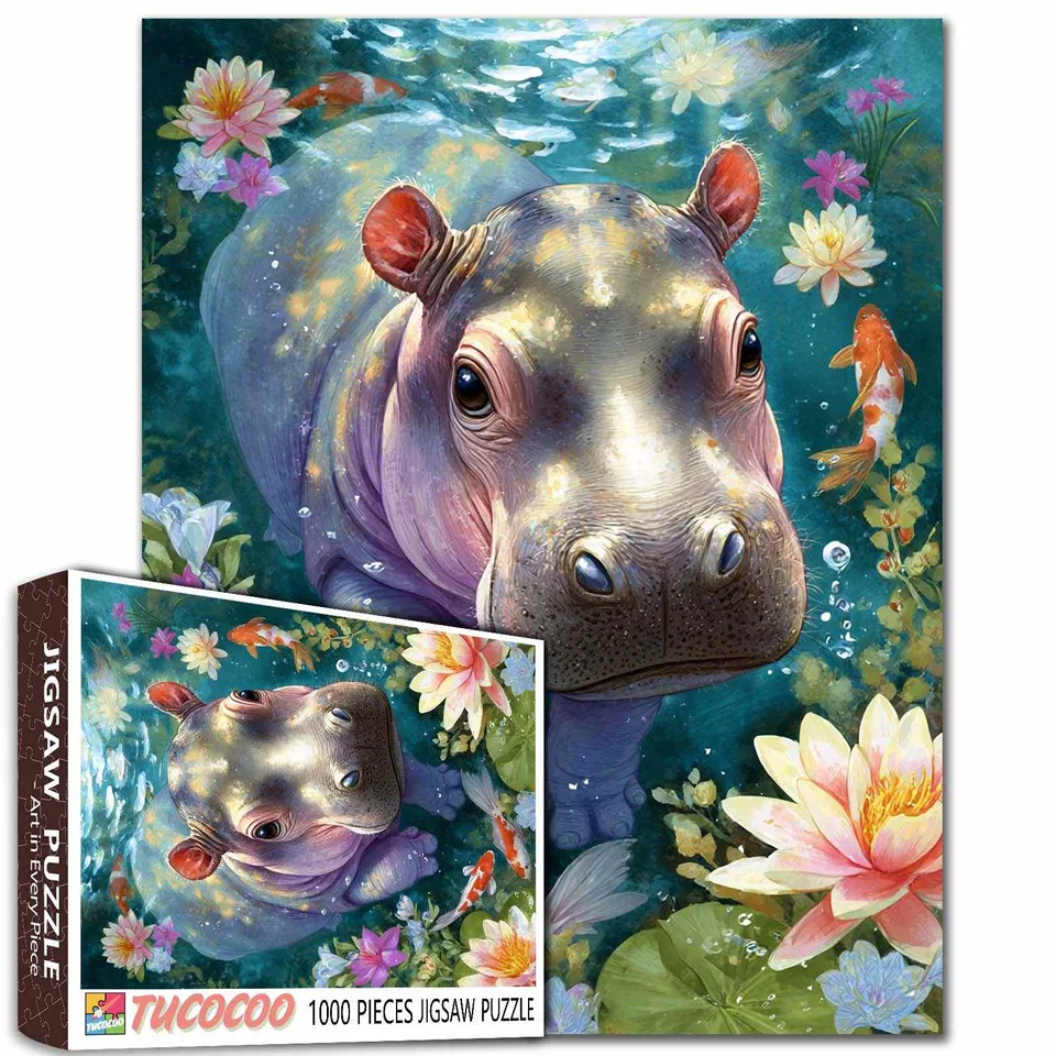 tucocoo-hippo-pond-adventure-puzzle-1000-teile-tier-puzzle image 1