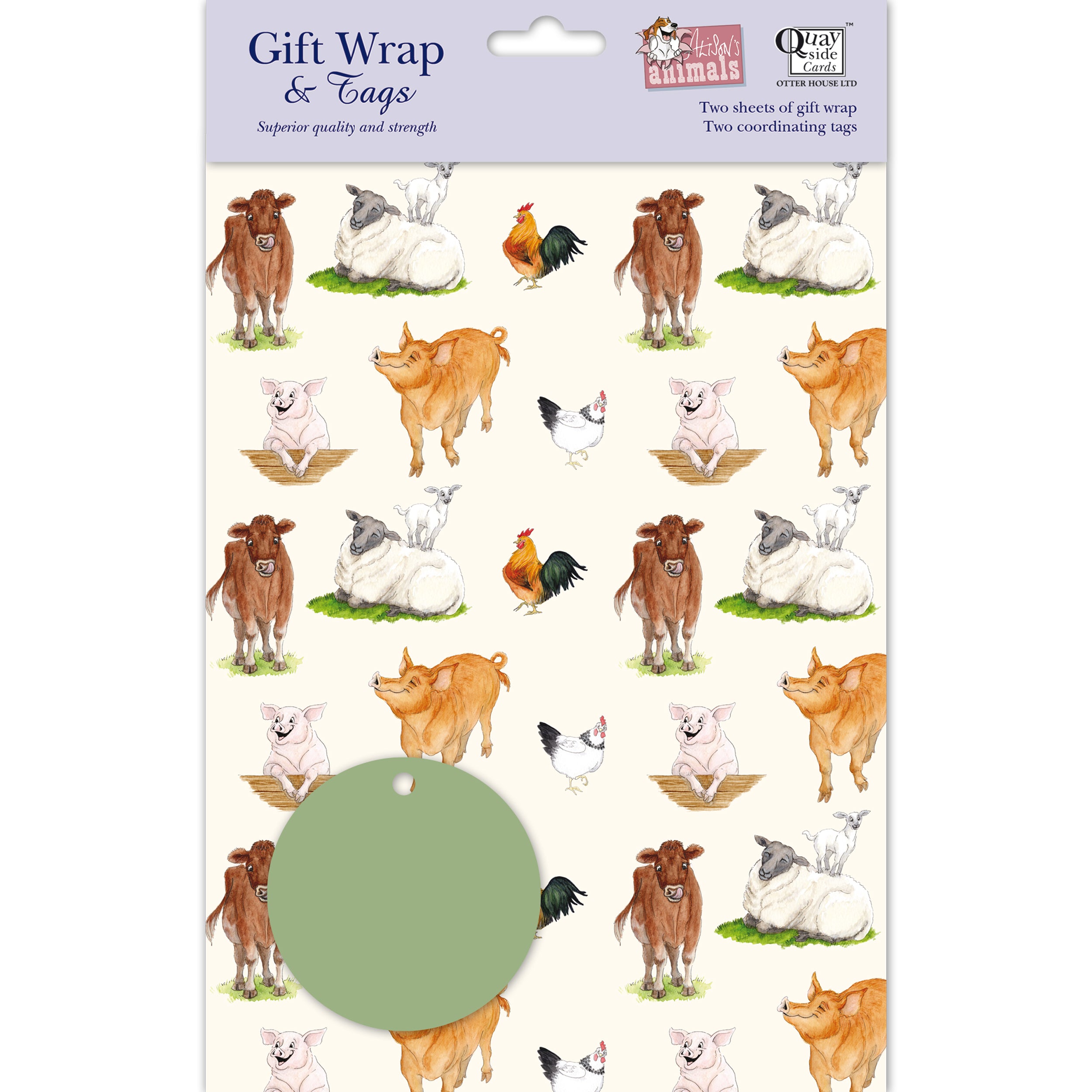 otter-house-alison-s-animals-geschenkpapier-farm-2-bogen-tags image 1