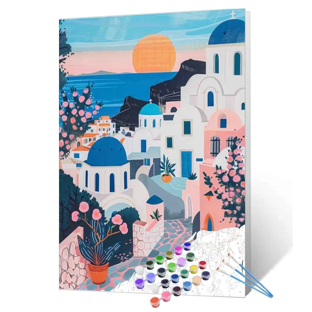 tucocoo-santorini-sunset-streets-malen-nach-zahlen-40x50-ohne-rahmen image 1