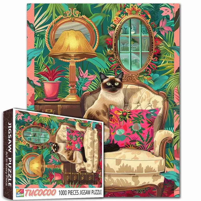 tucocoo-sophisticated-cat-armchair-puzzle-1000-teile-katze image 1