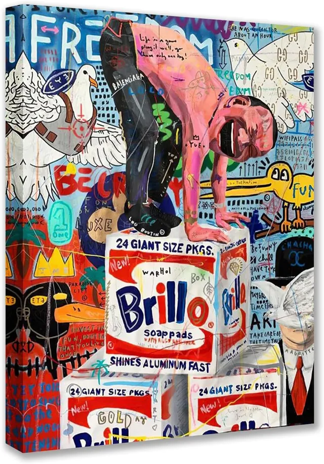 tucocoo-graffiti-laughing-man-leinwandbild-30x40cm-gerahmt image 1