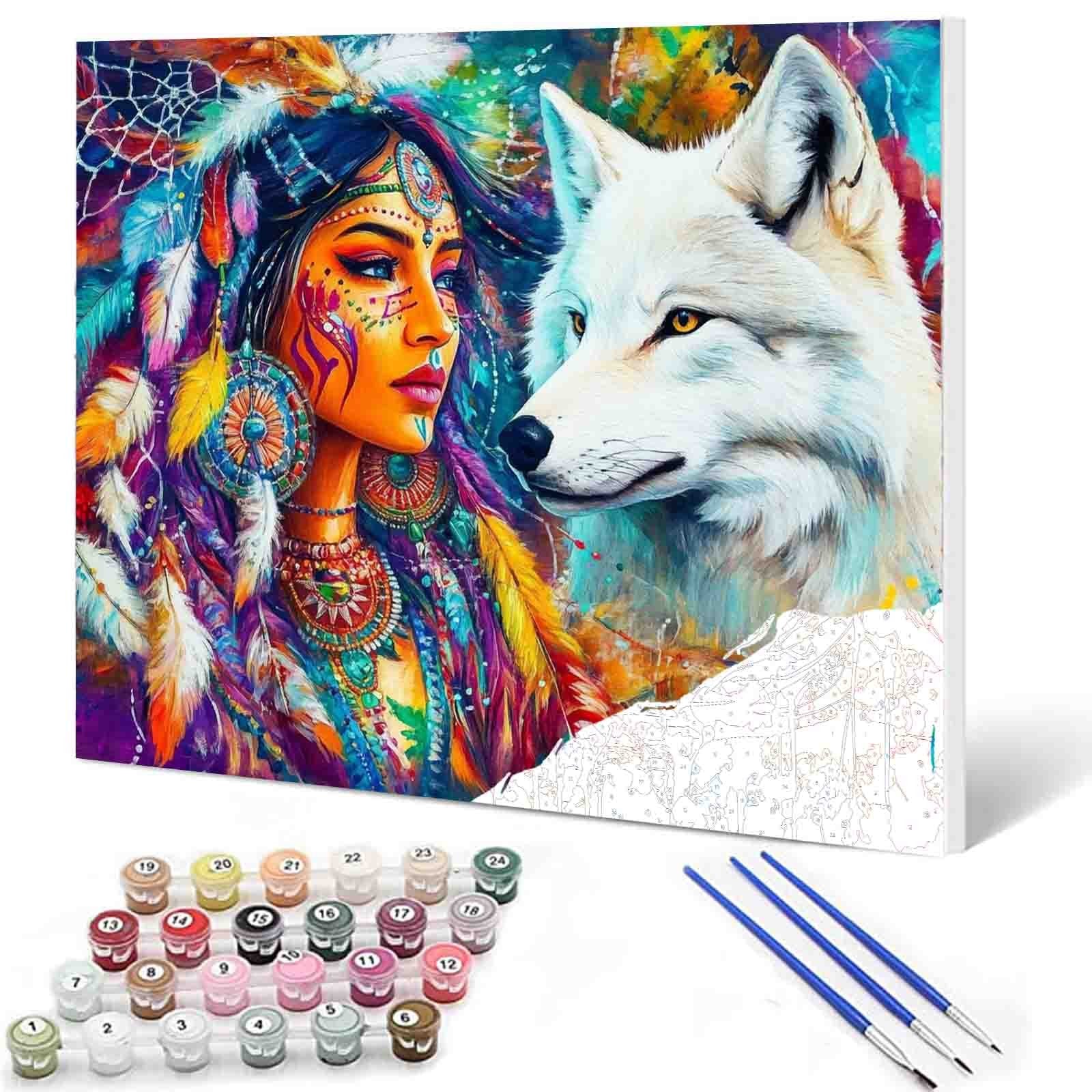 tucocoo-white-wolf-malen-nach-zahlen-40x50cm-frau image 1