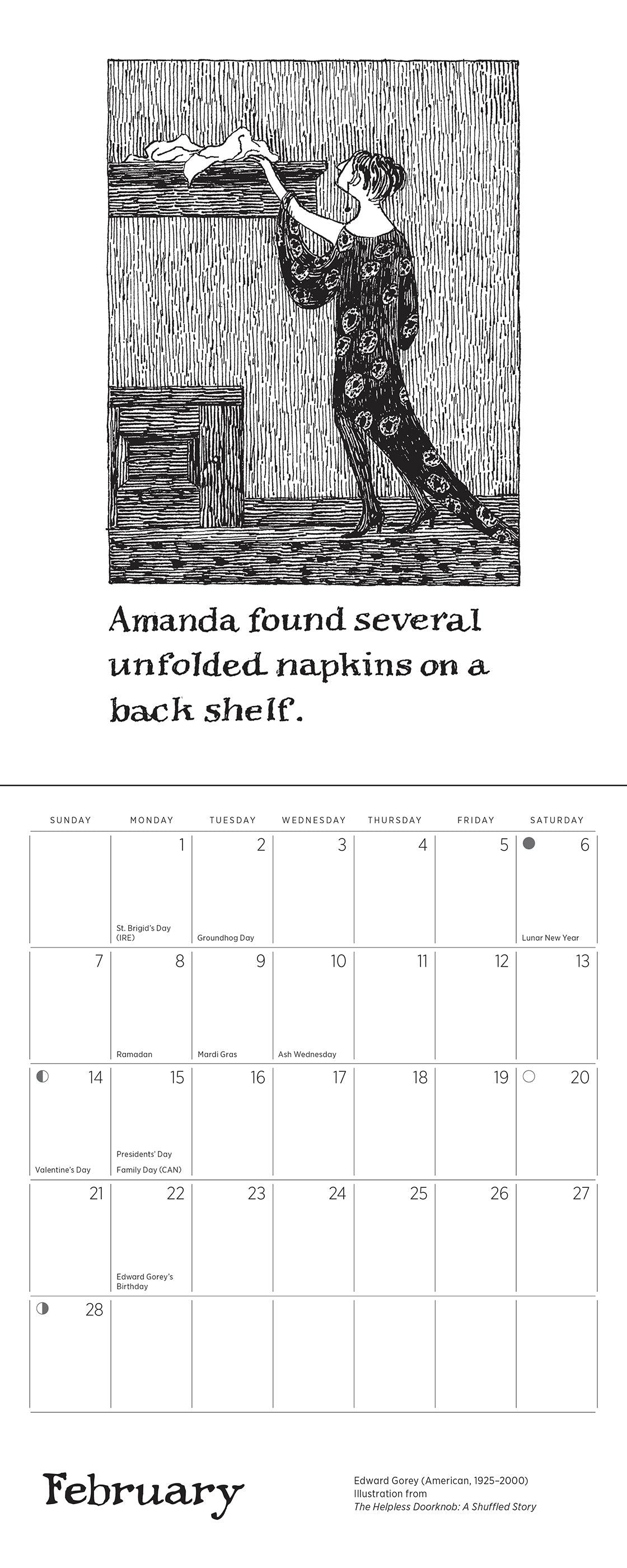 pomegranate-edward-gorey-helpless-doorknob-mini-kalender-2027 image 6