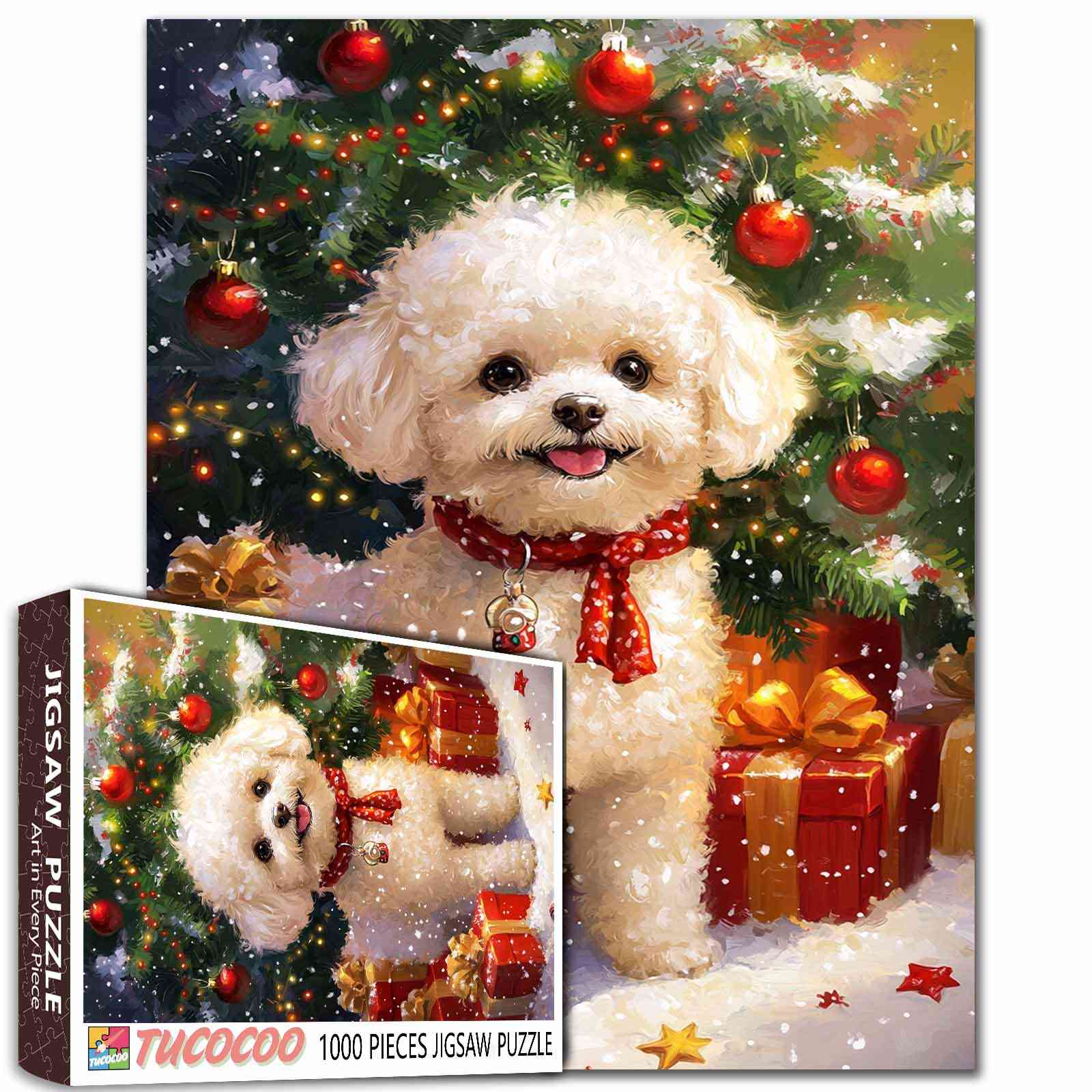 tucocoo-jigsaw-christmas-puppy-delight-puzzle-1000-teile-hund image 1