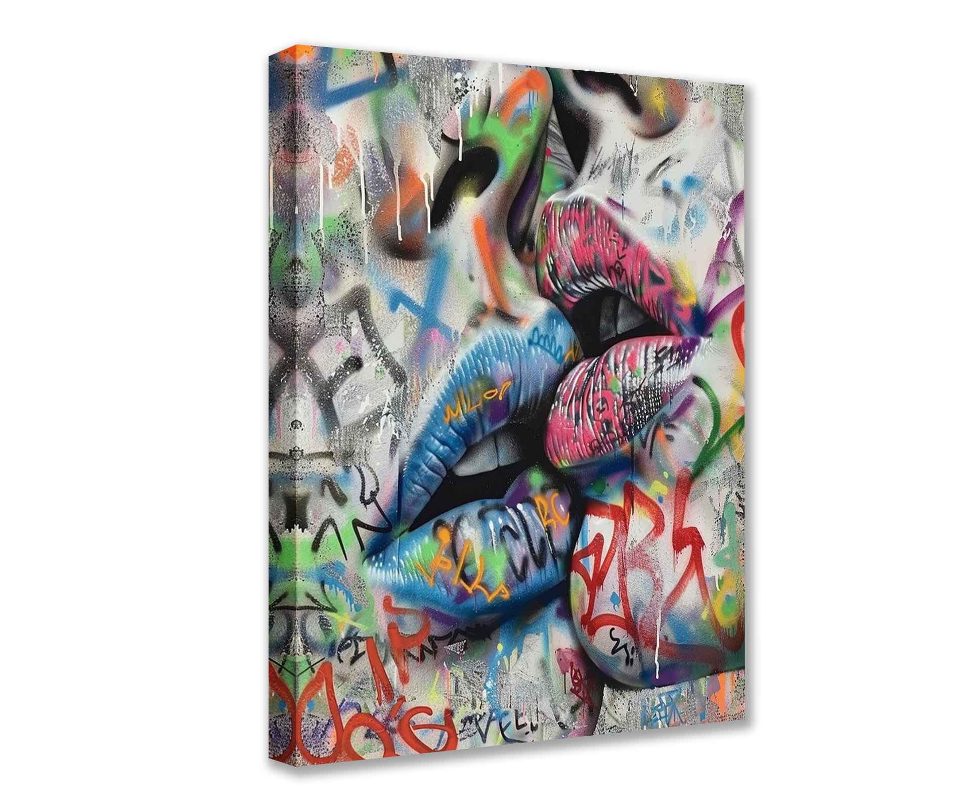 tucocoo-graffiti-lips-pop-art-leinwandbild-30x40-cm-gerahmt image 1
