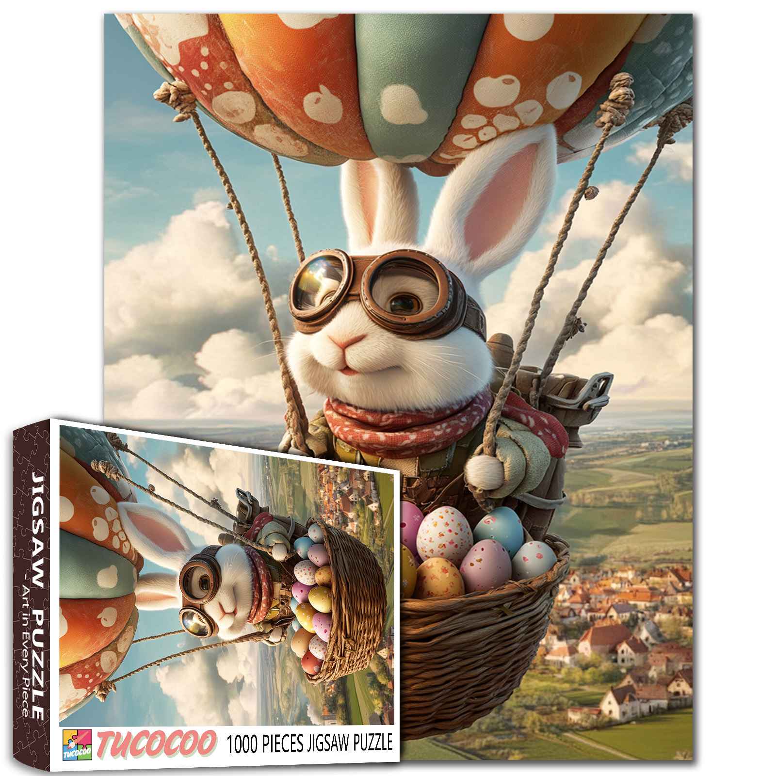 tucocoo-easter-bunny-hot-air-balloon-puzzle-1000-teile-ostern-hase image 1