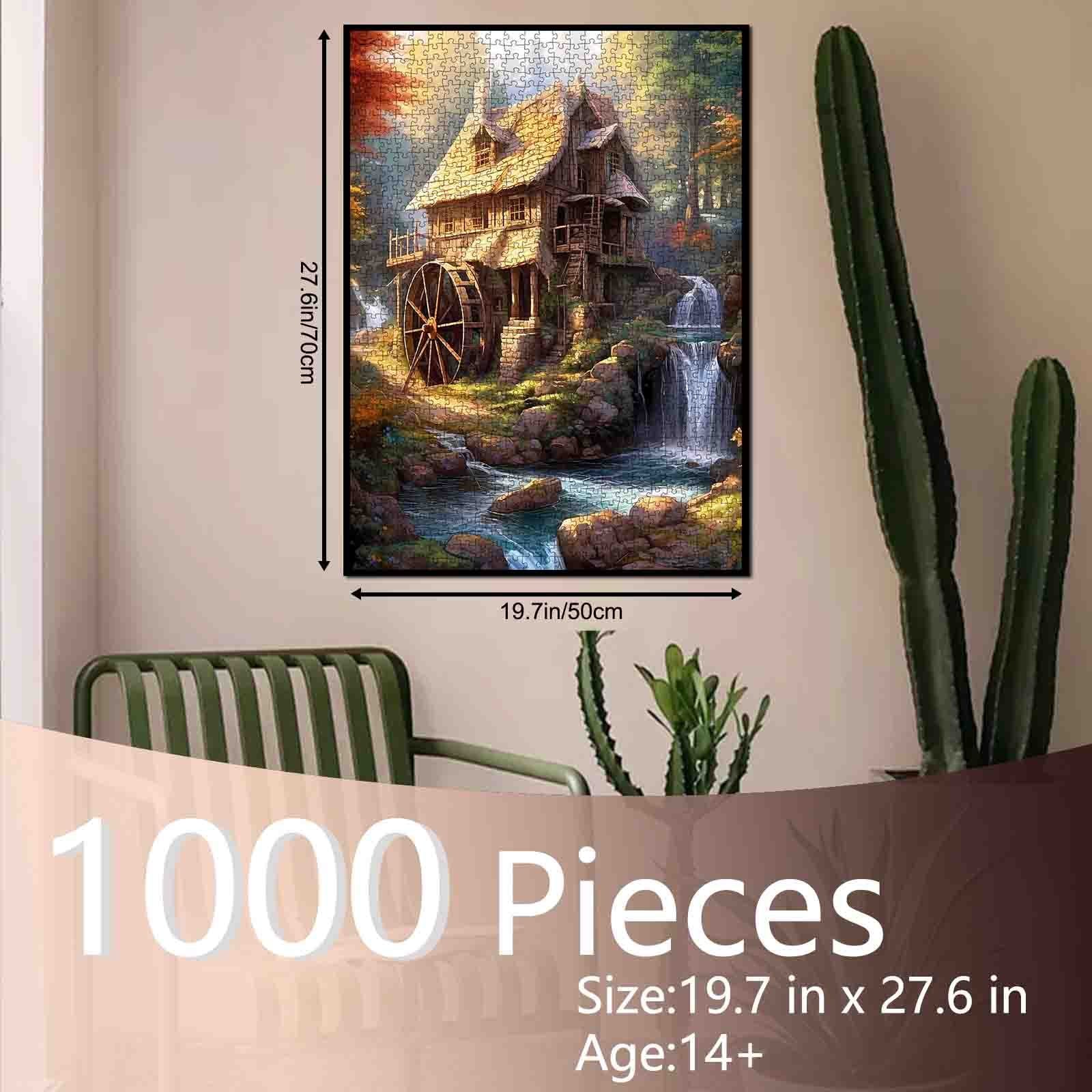 tucocoo-jigsaw-puzzles-rustic-cabin-forest-waterwheel-puzzle-1000-teile image 5