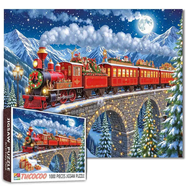 tucocoo-jigsaw-vintage-christmas-train-puzzle-1000-teile-weihnachten image 1