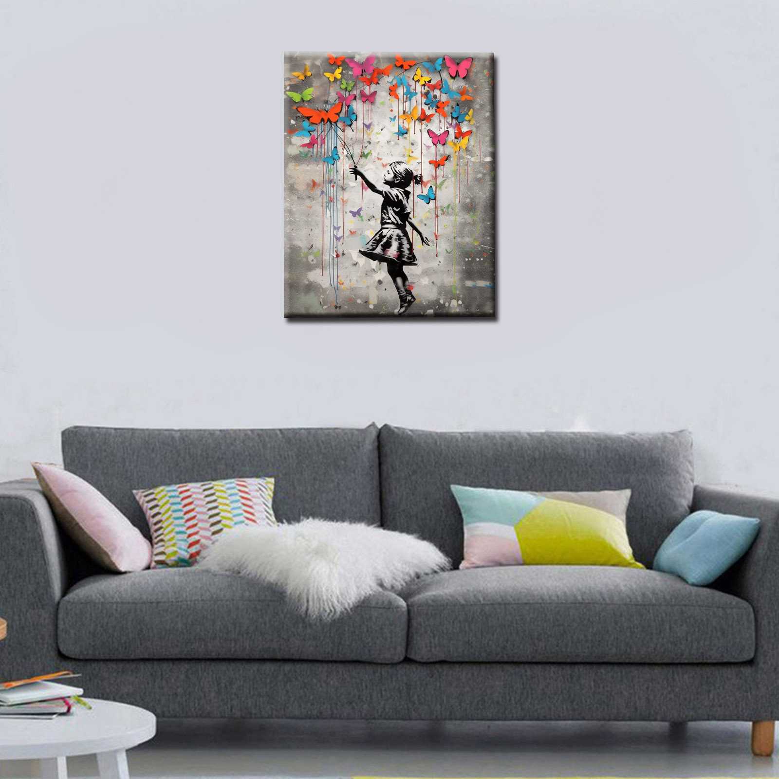 tucocoo-girl-butterflies-graffiti-leinwandbild-40x50cm-gerahmt image 2