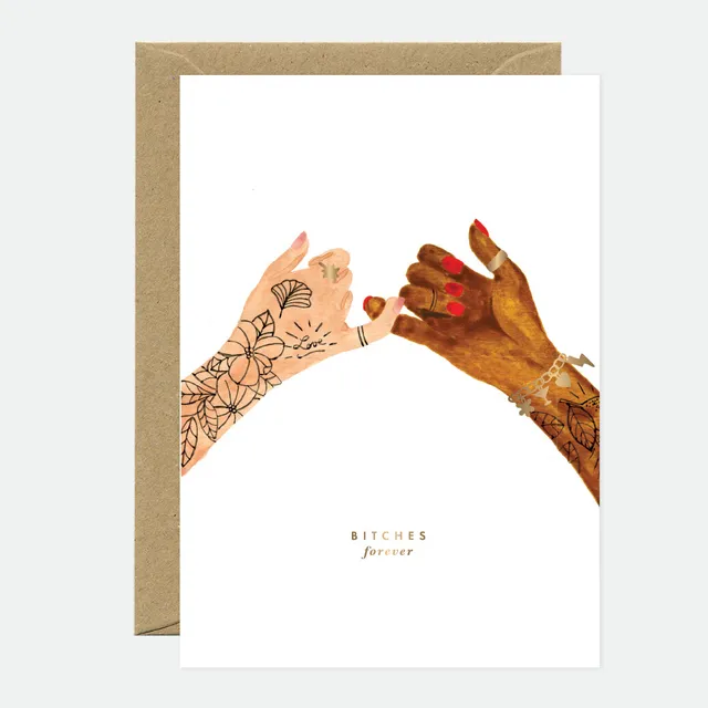 all-the-ways-to-say-bitches-forever-gru-karte-a6-goldfolie image 1
