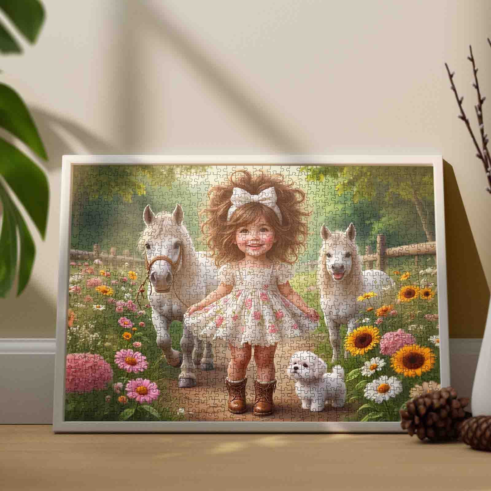 tucocoo-little-girl-garden-walk-with-ponies-puzzle-1000-teile image 3