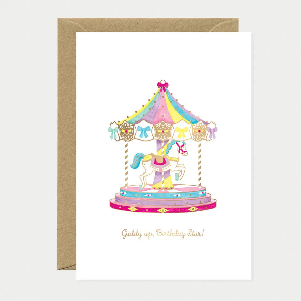 all-the-ways-to-say-giddy-up-gruskarte-a6-goldfolie-pferd image 1