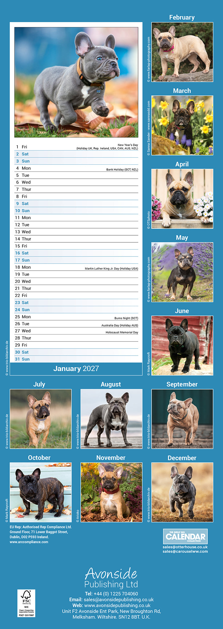 otter-house-french-bulldog-slim-kalender-2027-franz-sische-bulldogge image 2