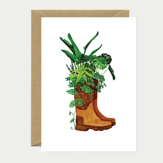 all-the-ways-to-say-plant-lover-boots-gru-karte-a6-pflanzenmotiv image 1