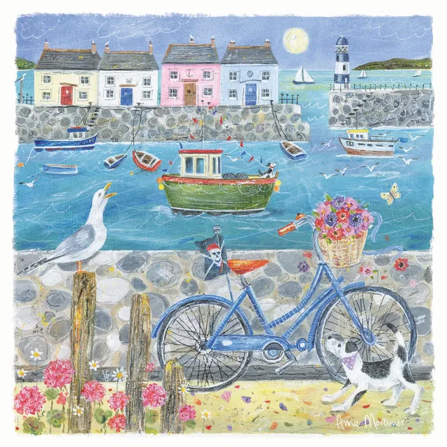 otter-house-seaside-charm-seaside-bike-ride-grusskarte-blanko image 1