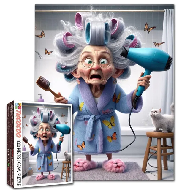 tucocoo-hair-dryer-granny-puzzle-1000-teile-oma-f-hn image 1