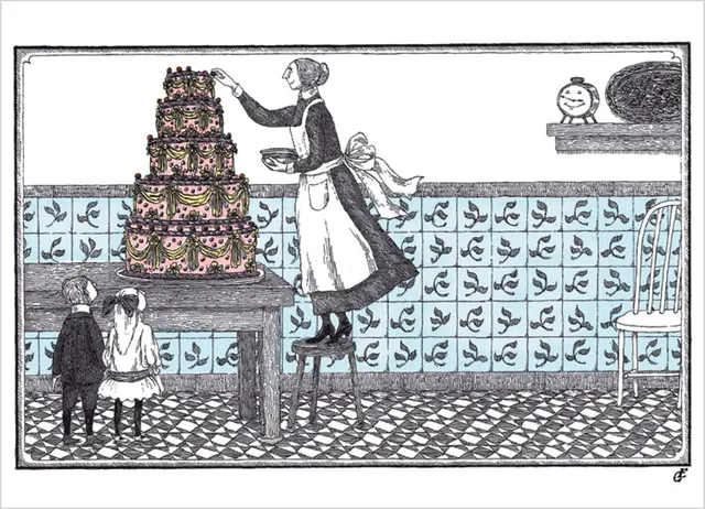 pomegranate-birthday-cards-edward-gorey-cake-geburtstagskarte image 1