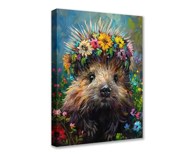 tucocoo-igel-mit-blumenkranz-leinwandbild-30x40-ungerahmt image 1