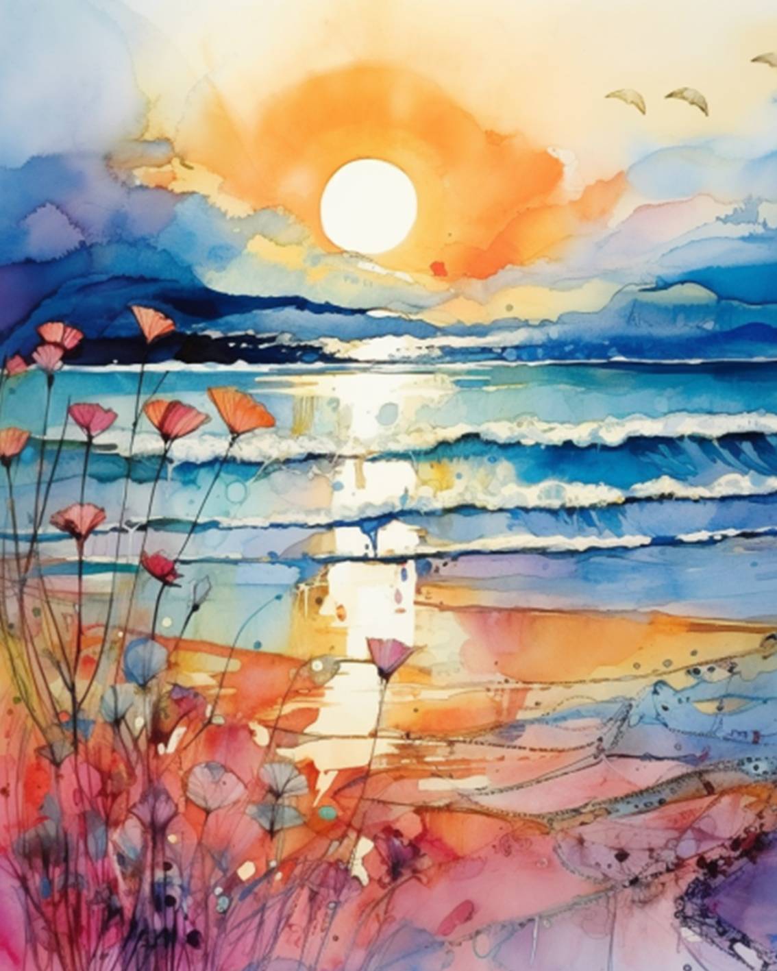 tucocoo-tranquil-sunset-waves-malen-nach-zahlen-ohne-rahmen image 2