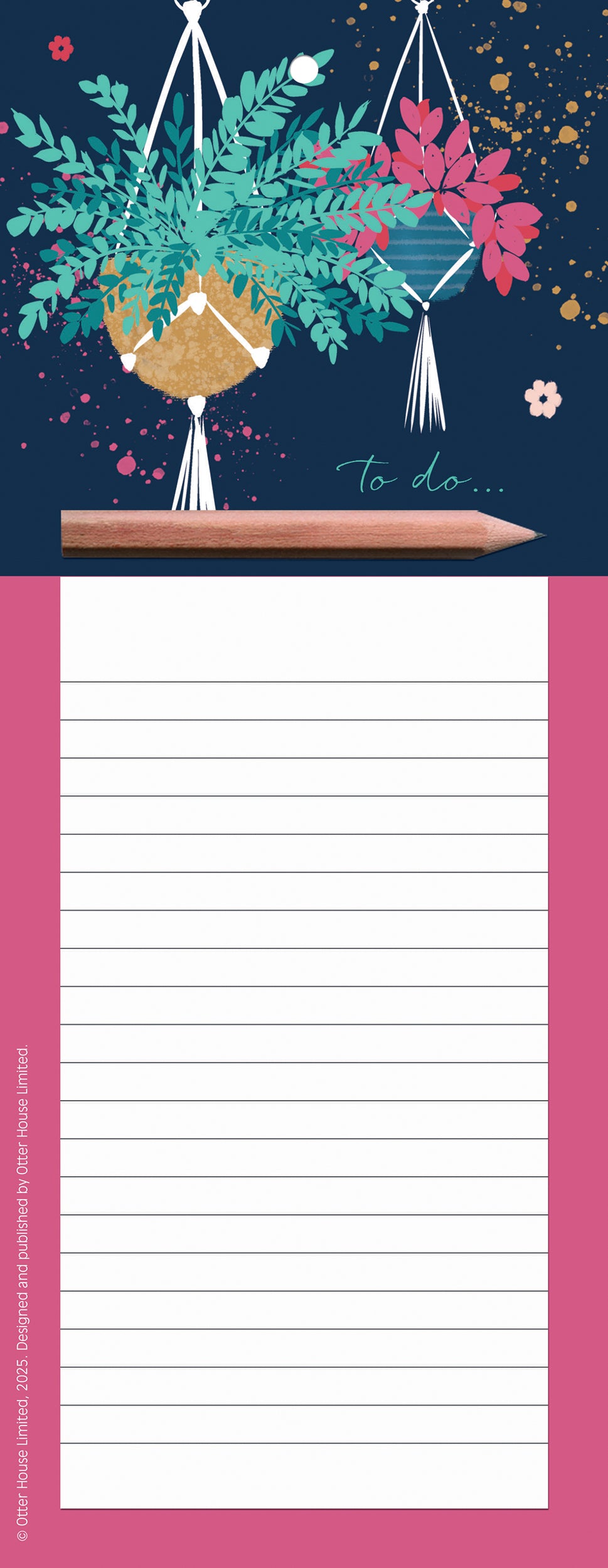 otter-house-stationery-gift-happy-plants-navy-magnet-notizblock image 1