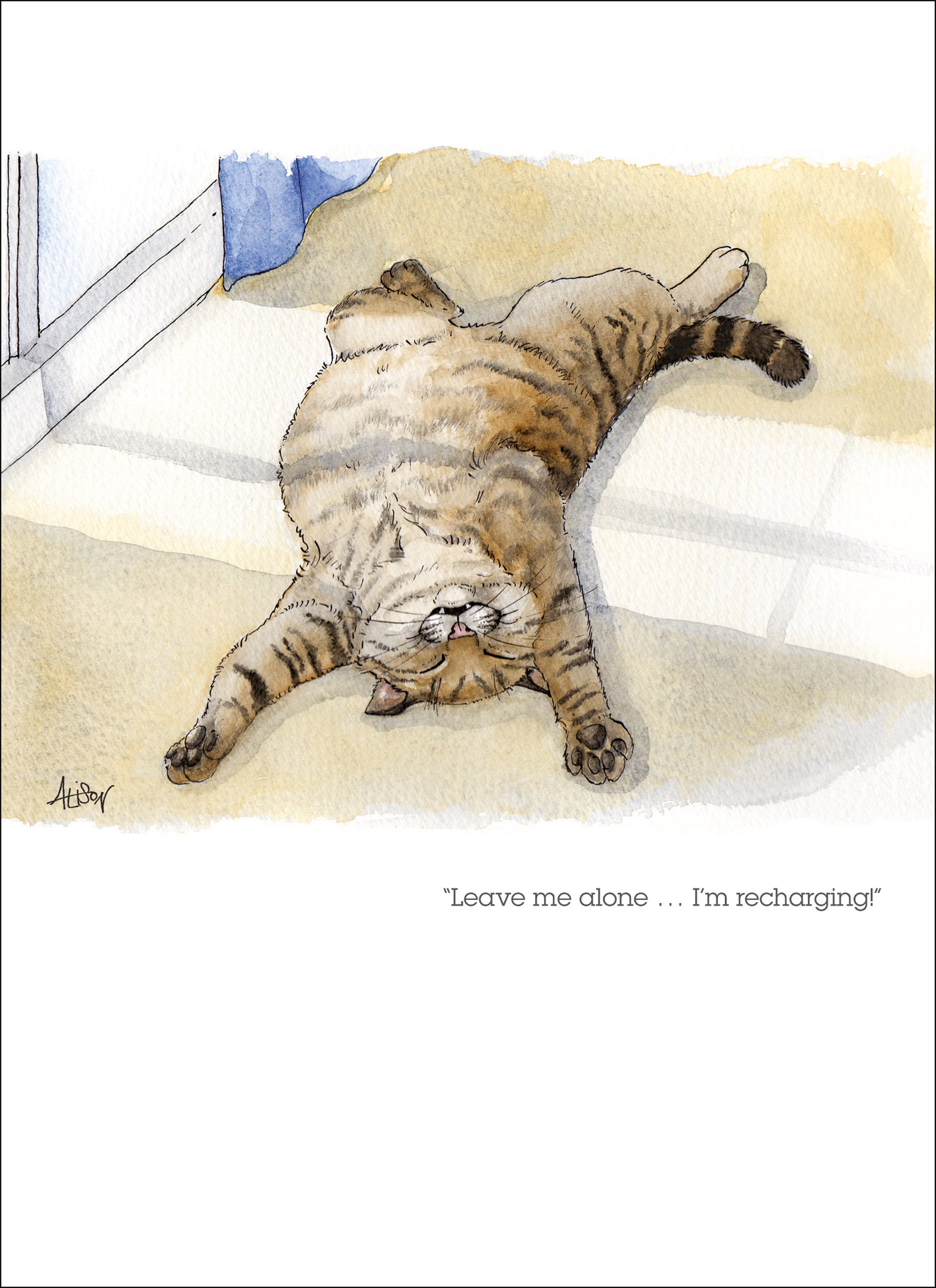 otter-house-greetings-cards-alison-s-animals-gru-karte-i-m-recharging-katze image 1