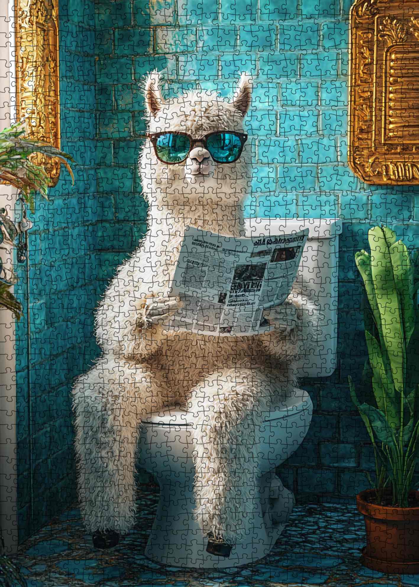 tucocoo-cool-llama-bathroom-scene-puzzle-1000-teile-lama image 2