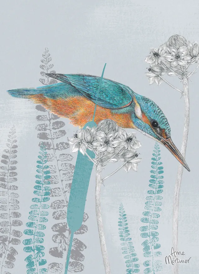 otter-house-rspb-in-the-flowers-gru-karte-kingfisher image 1