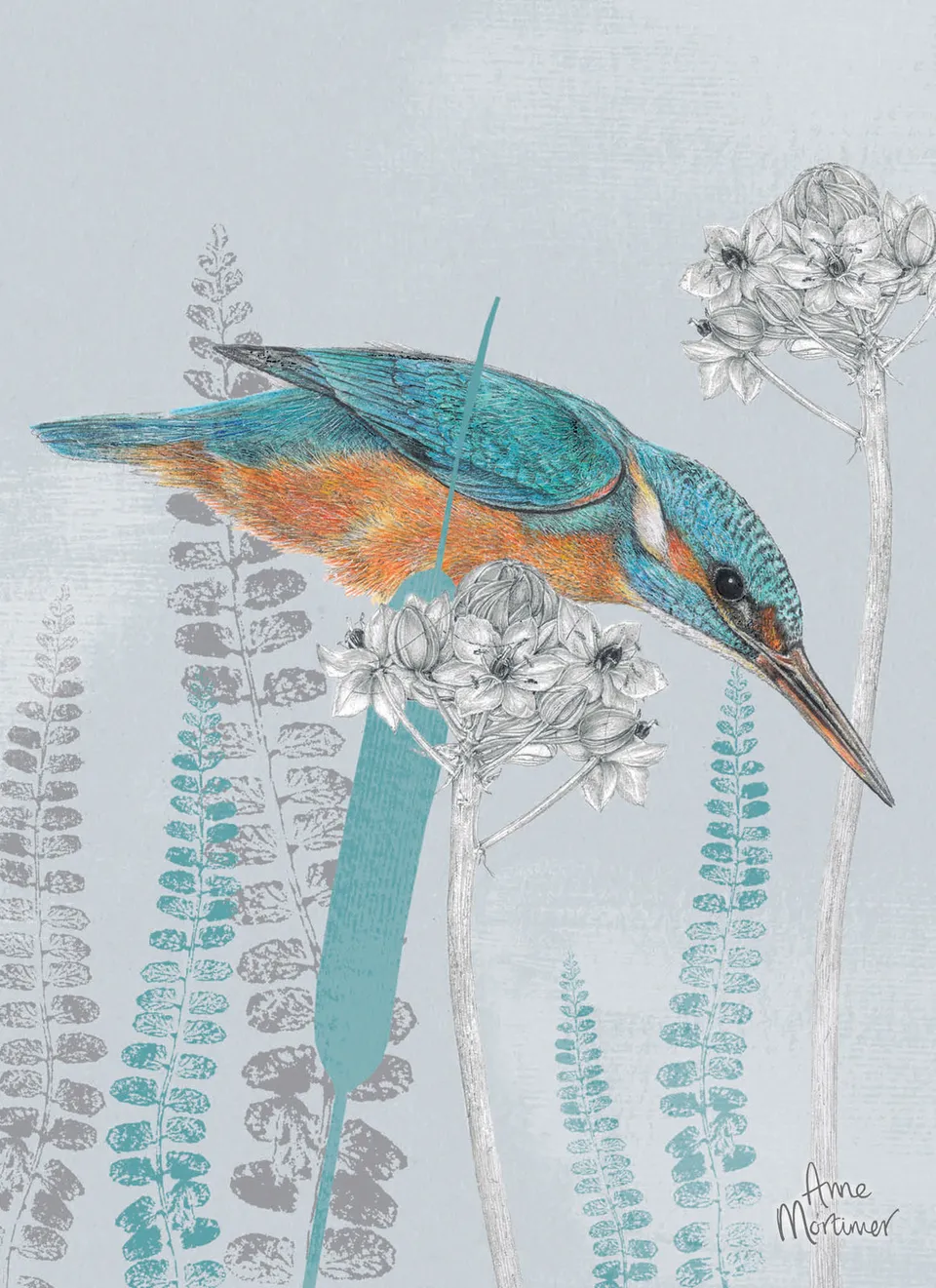 otter-house-rspb-in-the-flowers-gru-karte-kingfisher image 1