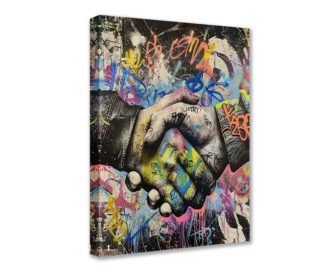 tucocoo-graffiti-handshake-leinwandbild-30x40-ungerahmt-bunt image 1