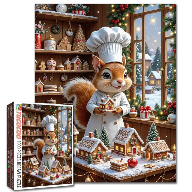 tucocoo-christmas-squirrel-baker-puzzle-1000-teile-backen image 1