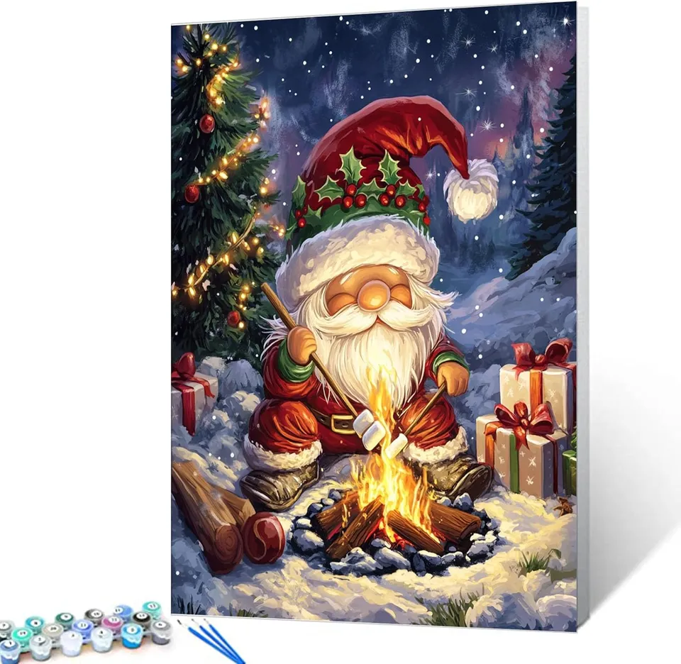 tucocoo-paint-by-numbers-cute-christmas-bonfire-night-malset-40x50-ohne-rahmen image 1