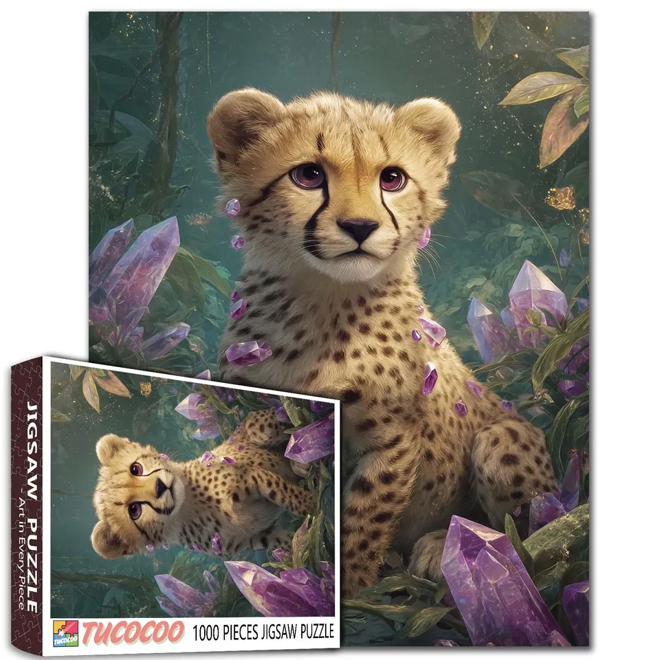 tucocoo-jigsaw-puzzles-cheetah-cub-crystal-forest-puzzle-1000teile image 1