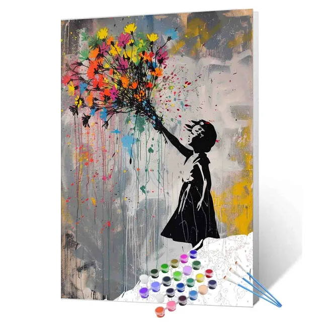 tucocoo-girl-flowers-graffiti-malen-nach-zahlen-40x50 image 1