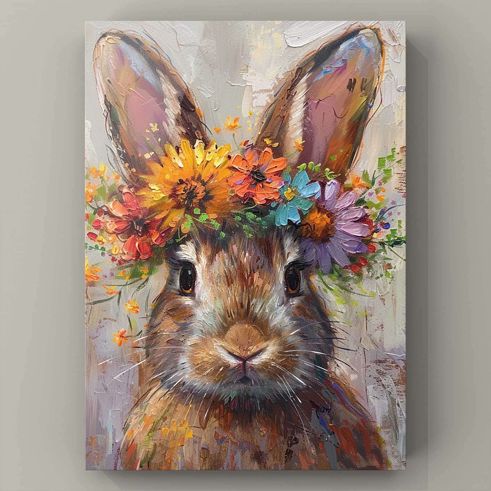 tucocoo-canvas-wall-art-hase-leinwandbild-30x40cm-blumenkranz image 2