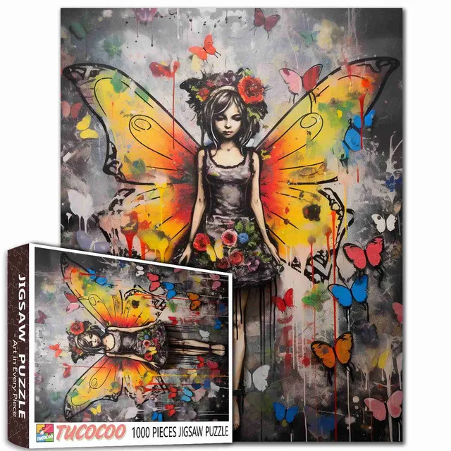 tucocoo-butterfly-girl-puzzle-1000-teile-graffiti image 1