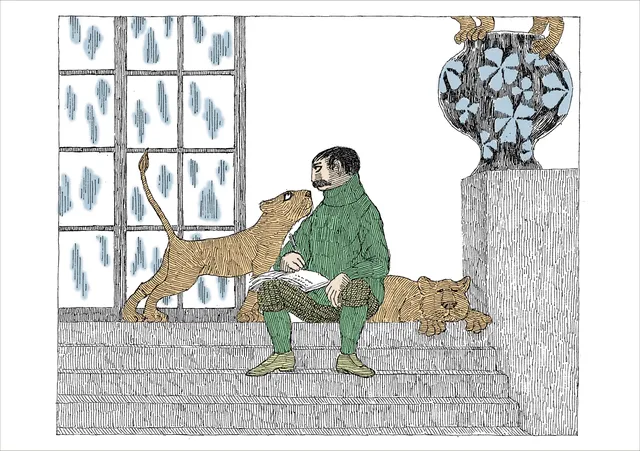 pomegranate-gorey-lost-lions-geburtstagskarte-tiere image 1