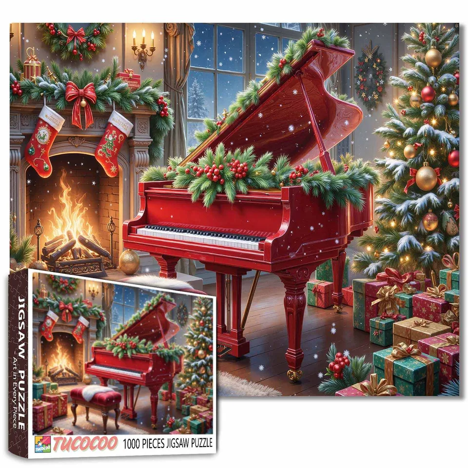 tucocoo-festive-red-piano-hearth-puzzle-1000-teile-klavier image 1