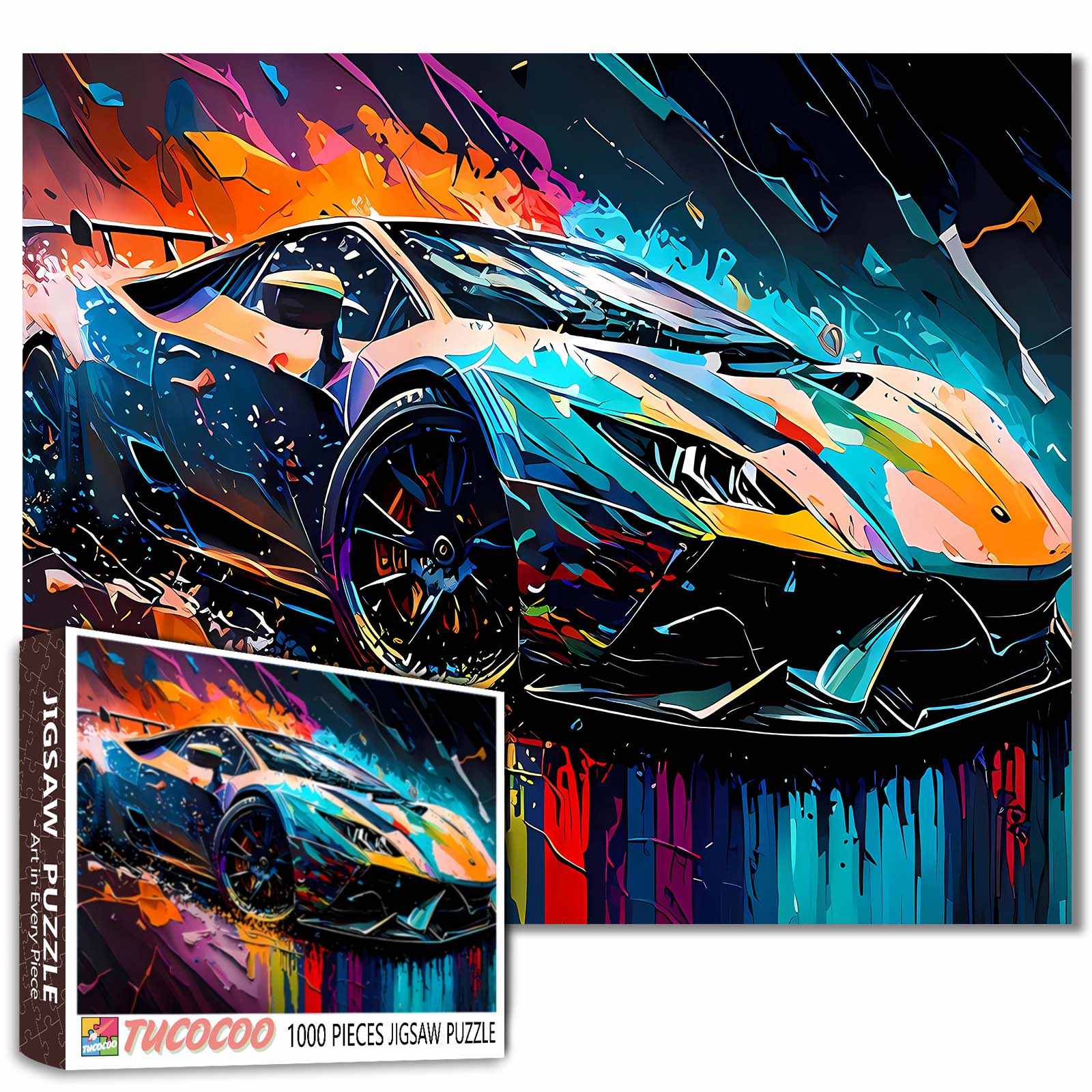 tucocoo-neon-speed-supercar-art-puzzle-1000-teile-auto image 1