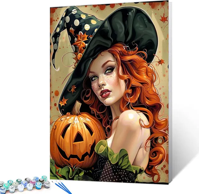 tucocoo-beautiful-redhead-witch-malen-nach-zahlen-hexe-40x50 image 1